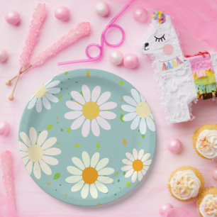 Eenvoudige Daisy Bloemen Bloempatroon trendy Girly Papieren Bordje