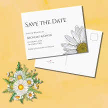Eenvoudige Daisy Floral Wedding Save the Date