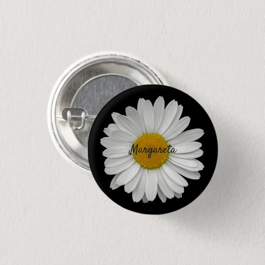 Eenvoudige Daisy Flower met naam Ronde Button 3,2 Cm (Voorkant /achterkant)