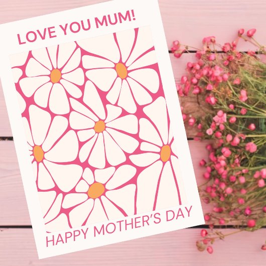 Eenvoudige Daisy moederdag hou van je mam modern Bedankkaart