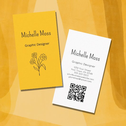 Eenvoudige Daisy QR code Gold Grafisch Ontwerper Visitekaartje