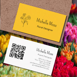 Eenvoudige Daisy QR code Goud Bloemen Designer Visitekaartje