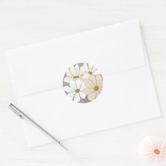 Eenvoudige Daisy uitnodigingzegels Ronde Sticker (Envelop)