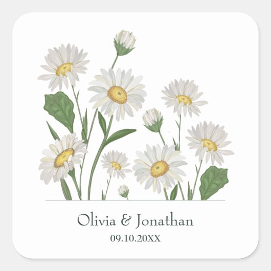 Eenvoudige Daisy Wild Garden Vierkante Sticker (Voorkant)