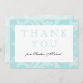 Eenvoudige Damask Robin's Egg Blue Dank je Bedankkaart (Voorkant / Achterkant)