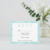 Eenvoudige Damask Robin's Egg Blue RSVP Kaartje (Staand voorkant)