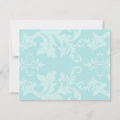 Eenvoudige Damask Robin's Egg Blue RSVP Kaartje (Achterkant)