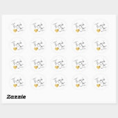Eenvoudige dank: Gold Heart Hand geschreven Ronde Sticker (Vel)