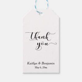 Eenvoudige Dank Je Wel in Elegant Schrift Huwelijk Cadeaulabel