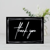 Eenvoudige dank je wel met folie lijst uitnodiging (Staand Voorkant)