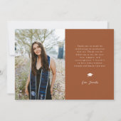 Eenvoudige Dank Je Wel Terracotta Afstudeerkaart M Aankondiging (Achterkant)