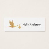 Eenvoudige dank: Kaarten met preppy Gold Stork inv Mini Visitekaartjes (Achterkant)