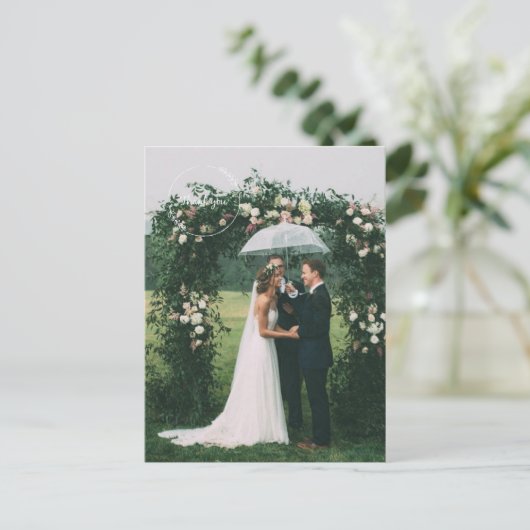 Eenvoudige dank u bruiloft foto Briefkaarten (Staand voorkant)