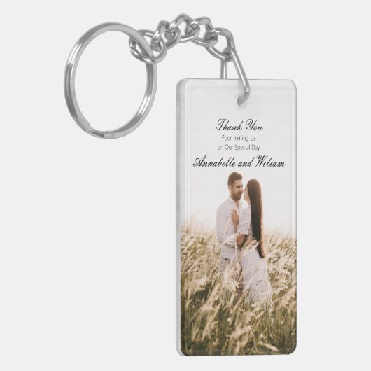 Eenvoudige dank u bruiloft gunst foto van paar sle sleutelhanger (Voorkant Links)
