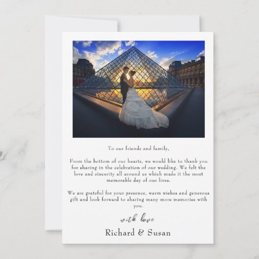 Eenvoudige dank u bruiloft uitnodiging (Achterkant)