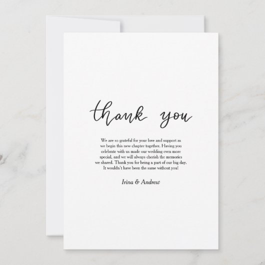 Eenvoudige dank u script bruiloft paar foto (Achterkant)