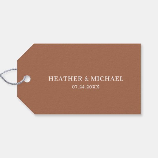 Eenvoudige dank u Terracotta bruiloft Cadeaulabel (Achterkant Horizontaal)