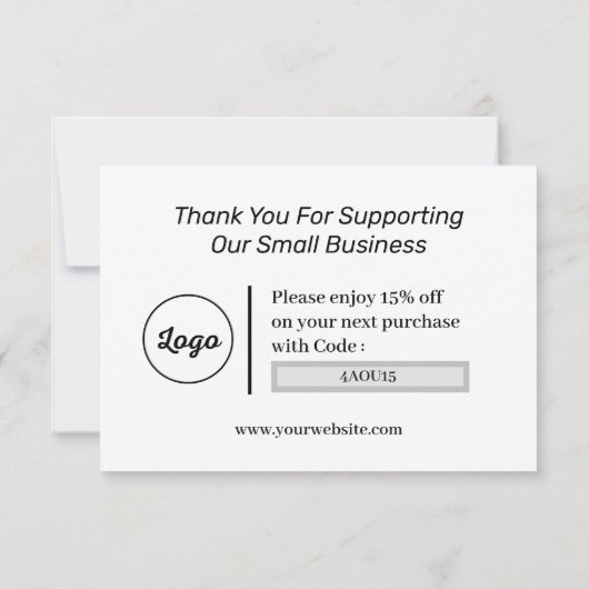 Eenvoudige dank voor uw kaart met zwarte en witte (Achterkant)