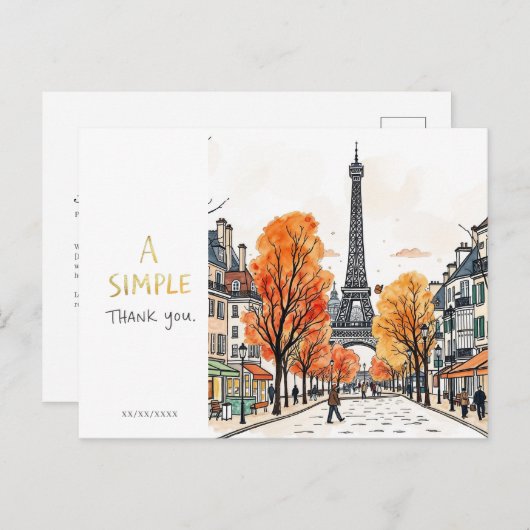 Eenvoudige Dankjewel Briefkaart (Voorkant / Achterkant)