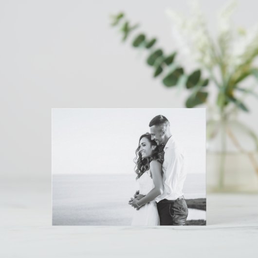 Eenvoudige Dankjewel Huwelijksaankondiging | Volle Briefkaart (Staand voorkant)
