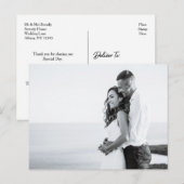 Eenvoudige Dankjewel Huwelijksaankondiging | Volle Briefkaart (Voorkant / Achterkant)
