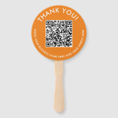 Eenvoudige Dankjewel Oranje Website Scan QR Code F Handwaaier (Voorkant)