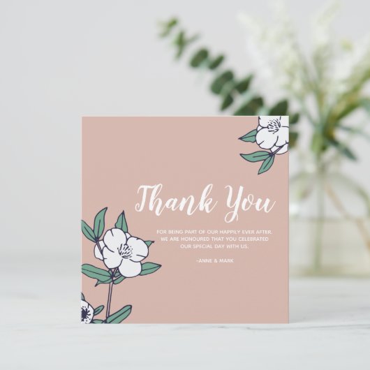 Eenvoudige Dankkaart Met Geïllustreerde Bloemen Kaart (Staand voorkant)