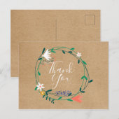 Eenvoudige Dankkaart met Landelijke Bloemenslinger Briefkaart (Voorkant / Achterkant)