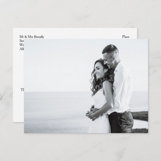 Eenvoudige Dankuwel Huwelijksansichtkaart | Volled Briefkaart (Voorkant / Achterkant)