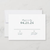 Eenvoudige Dark Emerald QR Code Wedding RSVP Kaartje (Voorkant)