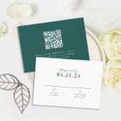 Eenvoudige Dark Emerald QR Code Wedding RSVP Kaartje