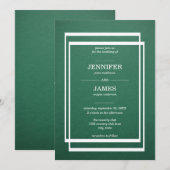 Eenvoudige Dark Emerald Rectangle Huwelijksuitnodi Kaart (Voorkant / Achterkant)