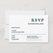Eenvoudige Dark Slate Grey Minimal Wedding RSVP Ka (Voorkant)