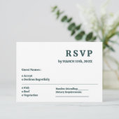 Eenvoudige Dark Slate Grey Minimal Wedding RSVP Ka (Staand voorkant)
