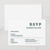 Eenvoudige Dark Slate Grey Minimal Wedding RSVP Ka Kaartje (Voorkant / Achterkant)