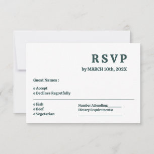 Eenvoudige Dark Slate Grey Minimal Wedding RSVP Ka Kaartje
