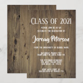 Eenvoudige Dark Wood Planks Graduation Party Uitno Kaart (Voorkant / Achterkant)