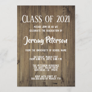 Eenvoudige Dark Wood Planks Graduation Party Uitno Kaart