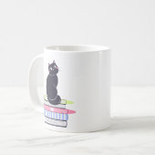 Eenvoudige Dash Charm Schattige Zwarte Kat Kleurri Koffiemok (Voorkant links)