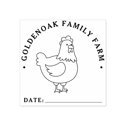 Eenvoudige datum Boerderij kippeneieren op maat Rubberstempel (Afrduk)