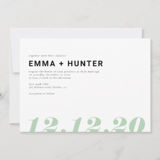 Eenvoudige datum kaart (Voorkant)