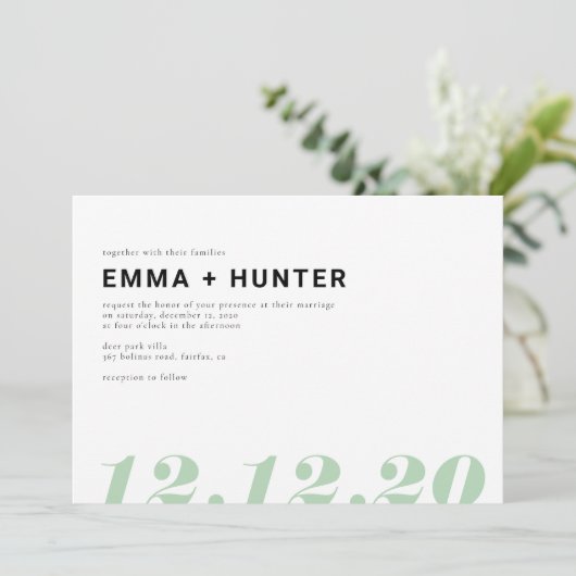 Eenvoudige datum kaart (Staand voorkant)