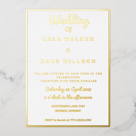 Eenvoudige decadente bruiloft (grens) folie uitnodiging (Voorkant)