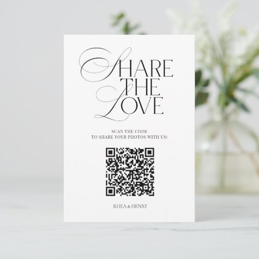 Eenvoudige Deel de Liefde Trouw QR Code Kaart (Staand voorkant)