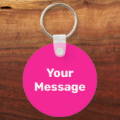 Eenvoudige Deep Pink White Your Message Tekst Sjab Sleutelhanger (Achterkant)