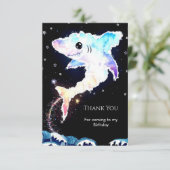 Eenvoudige Deepsea Blue Haai Verjaardag Bedankkaart (Staand voorkant)