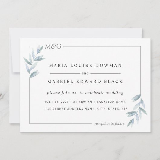 Eenvoudige delicate bladeren. Luchtig Lijst. Forme Kaart (Voorkant)