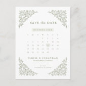 Eenvoudige Delicate Bloemenkalender Sla de datum o Briefkaart (Voorkant)