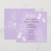 Eenvoudige Delicate Butterfly Paars Baby shower Pa Kaart (Voorkant / Achterkant)