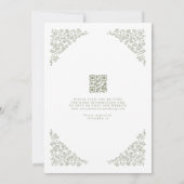 Eenvoudige Delicate Floral QR code Sage Green Wedd Kaart (Achterkant)